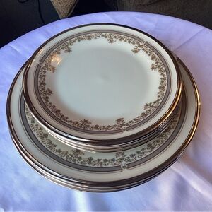 Set of four Lenox LACE POINT 6-1/4" Bread Plates and four 8” Salad Plates